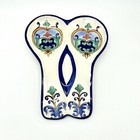 Aqua Jade Moroccan Spoon Rest Ceramic Kitchen Utensil Holder Blue Green