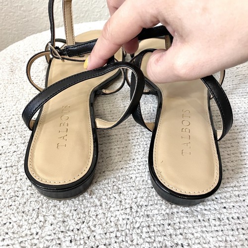 Talbots Women's 7.5 Daisy Leather Gladiator Sandal Ankle Buckle Black - Picture 6 of 10