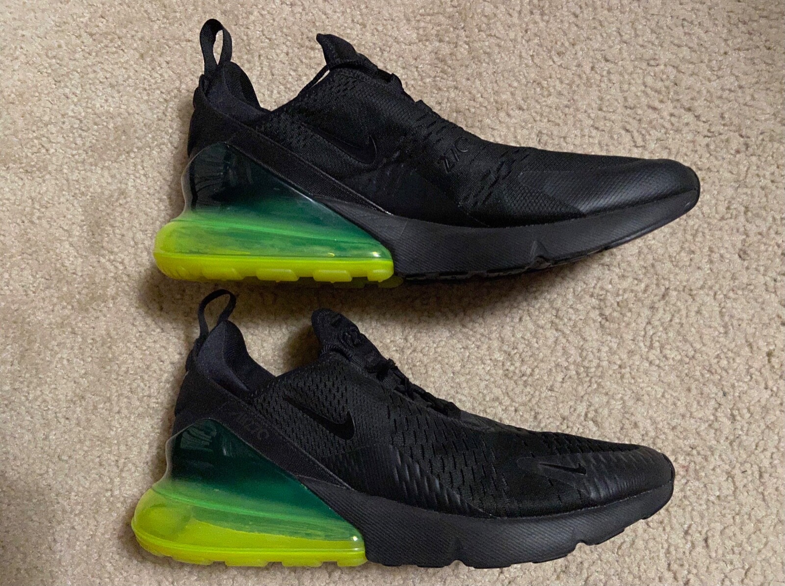 Nike Air Max 270 Black Volt Green Men's, Size 12, Sneakers AH8050-011 |