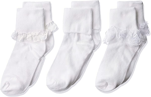 Jefferies Socks Big Girls Eyelet Lace/Turn Cuff/Fancy Lace Girls Socks 3 Pack - Picture 8 of 12