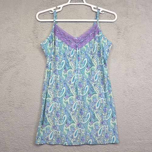 Secret Treasures Nightgown Womens XL Green Paisley Floral Lace Trim Slip Dress - Picture 2 of 12