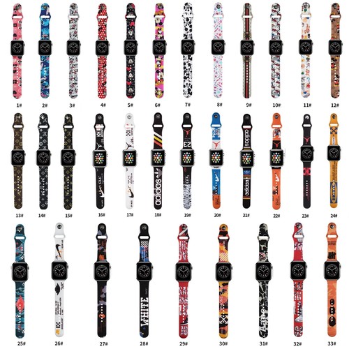 For Apple Watch Painted Silicone Band Strap for iWatch Ultra Series 8/7/6/3/SE - Picture 2 of 36