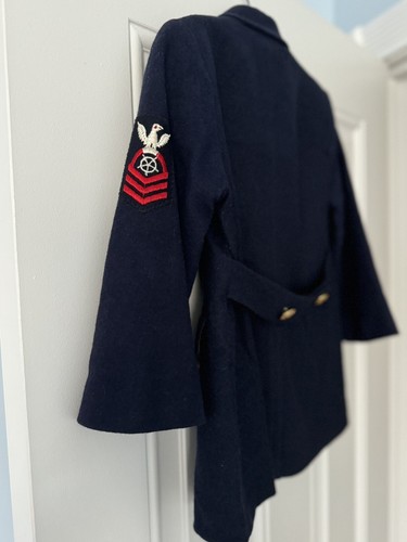 Vtg Child Double Breasted/Double Sided Navy PeaCoat w/Gold Eagle Buttons Size 4 - Picture 3 of 13