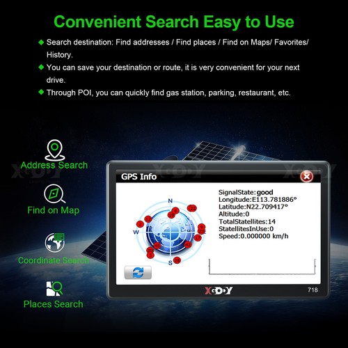 XGODY 7" Car Truck HGV GPS Navigation SAT NAV Navigator Speedcam 8G Free New Map - Picture 9 of 13