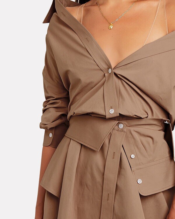 Alexander Wang Deconstructed Mini Shirt Dress Tan… - image 3