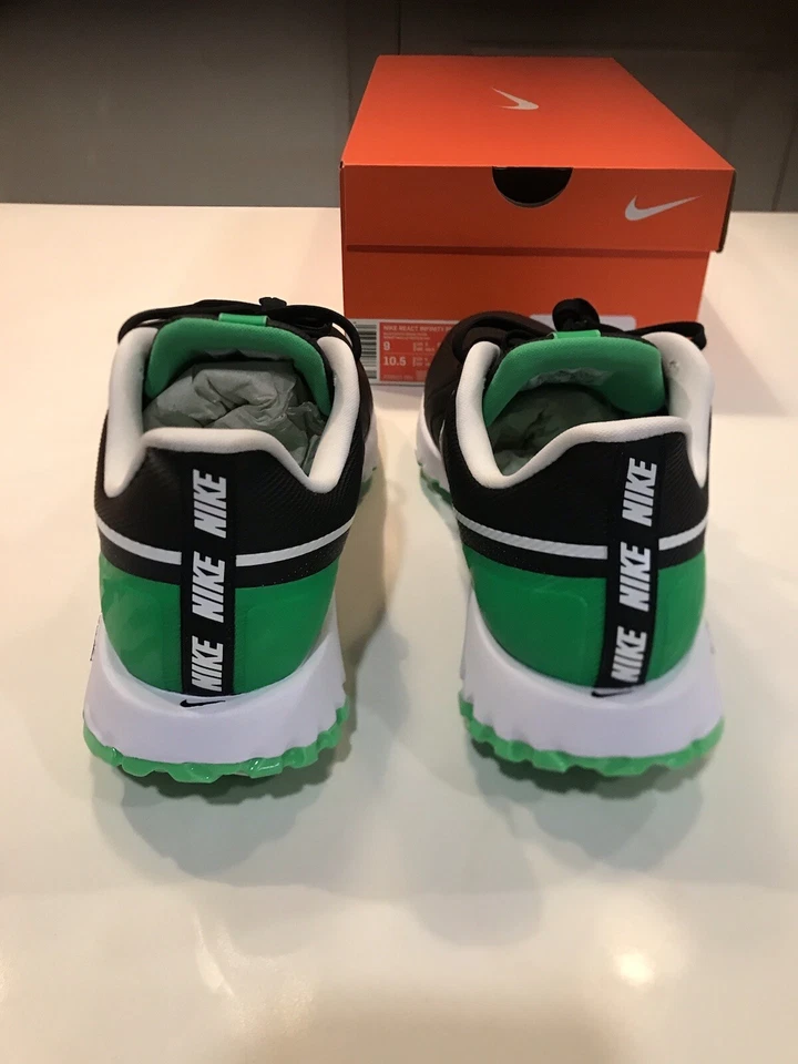 🔥🍀 Nike React Infinity Pro Black Green Golf Shoes Cleats Men Size 9 CT6621-001 - Image 2 of 4