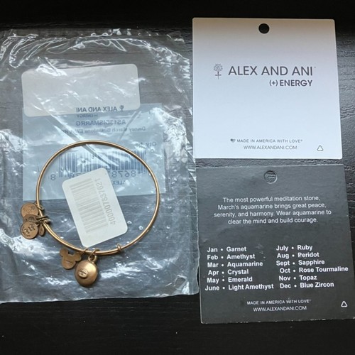 Alex and Ani Gold March Birthstone Aquamarine Mickey Charm Bracelet Disney Parks - Picture 4 of 9
