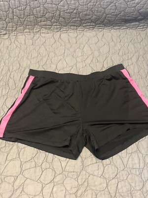 Simply ACTIVE-Workout Booty Shorts- Black w/pink Stripes-SIZE XL