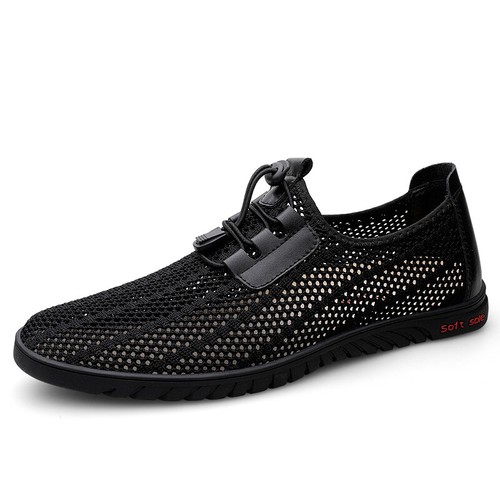 Mesh Shoes Men's Lace Up Hollow Out Breathable Lace Up Outdoor Beach Water Shoes - Picture 2 of 16