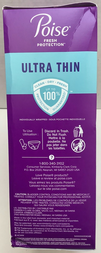 Poise Fresh Protection Pads, Ultra Thin, #5 Maximum Long, 36ct, Disheveled - Picture 4 of 4