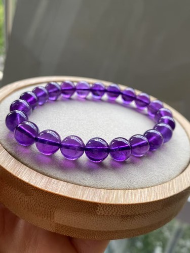 9,1 mm echter natürlicher lila Amethyst Kristall Armreif Armband Handarbeit AAA - Bild 3 von 9