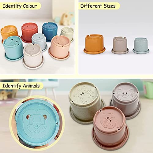 8 vasos apilables para conejos, juguetes para anidar conejitos - Bild 3 von 5