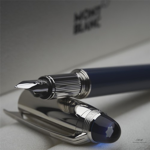 Pluma estilográfica Montblanc Starwalker Blue Planet Duoé platinada ID 125272 EMBALAJE ORIGINAL - Imagen 6 de 7