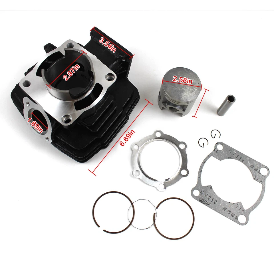 Cylinder Piston Gasket Top End Rebuild Kit 66mm STD For 79-81 Yamaha DT175 MX175 - Image 2 of 4