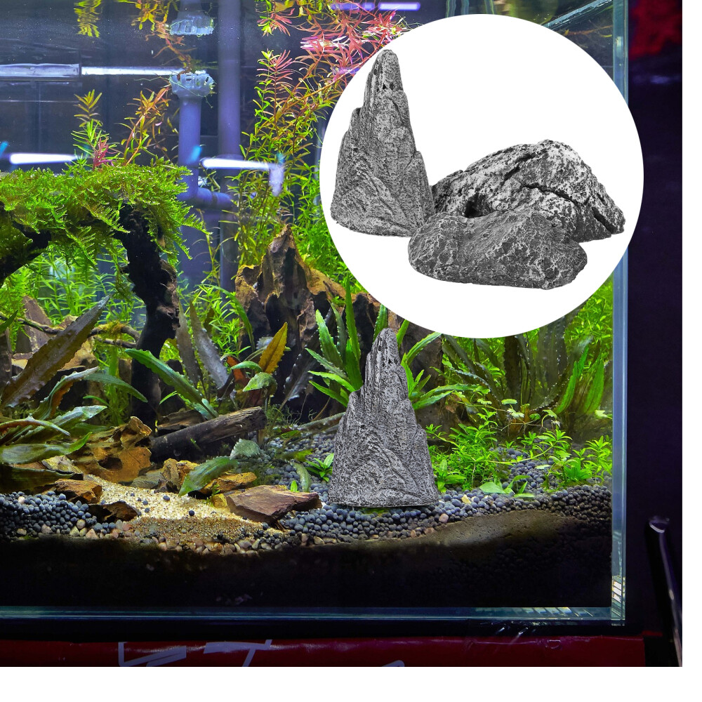 3 Pcs Simulierte Steingartenornamente Landschaft Aquarium