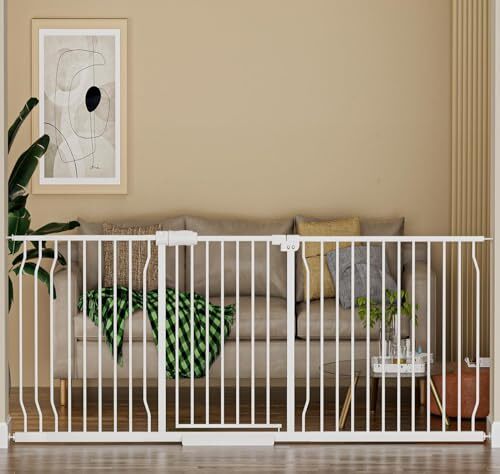 HOOEN Extra Wide Baby Gate for Doorways Stairs 86 86.3"-105"/219-267cm White - Picture 2 of 7