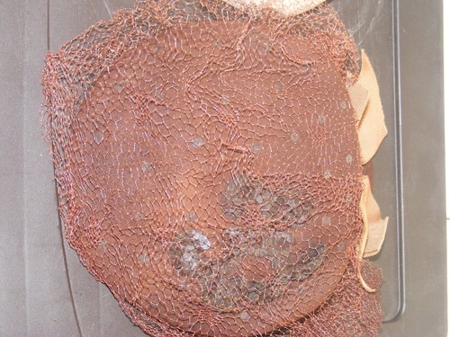 1940s HAT BROWN FELT CAP FACE NET BOW BACK WWII 40S SEQUINED VINTAGE MILLINARY - Picture 10 of 10