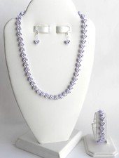 LAVANDER 1/2 MOON NECKLACE, BRACELET  EARRINGS 4 PIECE CHILD'S JEWELRY SET-WOW