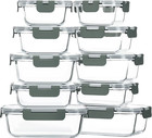 10-Pack Glass Food Storage Container with Lids, Airtight Glass Lunch Bento Boxes