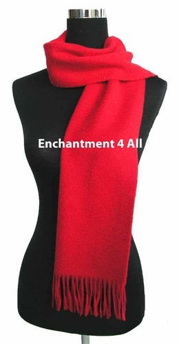 New Handmade Classic 70"x11" 100% 2-Ply Pure Cashmere Scarf Muffler, True Red - Picture 1 of 4