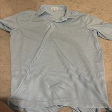Peter Millar Swisher Sweets Summer Comfort Blue Striped Polo Shirt Mens Large