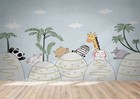 3D Cartoon Animal Wallpaper Wall Mural Removable Self-adhesive Sticker9377