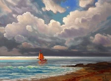 Oil Painting Original Florida Highwaymen Like Impressionist Fantasy MAX COLE 1d5