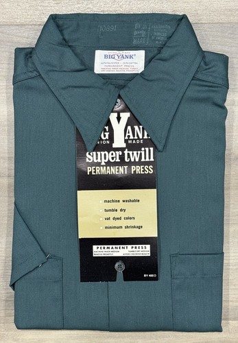 BIG YANK Work Shirt Twill 70s 80s VTG UNION Made USA Permanent Press Men’s L NOS - Picture 1 of 3