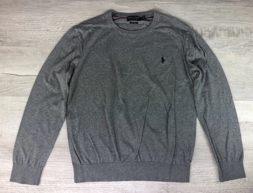 Vintage Polo Golf Ralph Lauren Sweater Lightweight Grey Pima Cotton Mens Size L - Picture 1 of 12