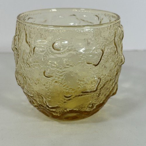 Anchor Hocking Lido Milano Amber Gold Crinkle Roly Poly Glass - Picture 1 of 8