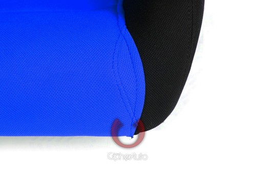 Cipher Auto Black Cloth/Blue Inner Cloth Universal Racing Seats PAIR w/Sliders - Picture 6 of 7