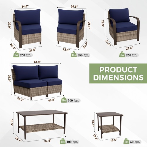 EAGLE PEAK 7 pcs Coastal Vista Outdoor Patio Furniture Set - Picture 3 of 27