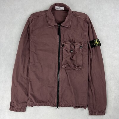 Stone Island Full Zip Overshirt Burgundy Jacket Small Coat 2525 UK