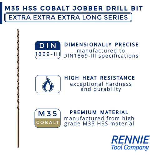 DIN1869/3 Extra Extra Extra Long Series HSS Cobalt Jobber Drill Bits 2- 13mm - Picture 2 of 29