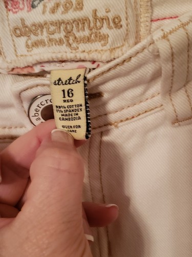 Girl's Abercrombie White crop capri jeans Size 16 - Picture 3 of 4