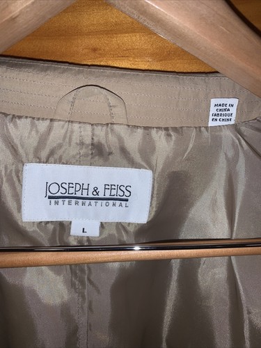 Joseph & Feiss International Men's Beige Trench Jacket (32”long) Size Large EUC - Picture 5 of 7