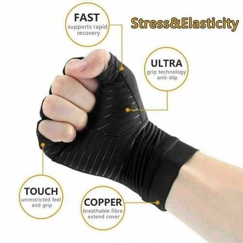 Anti Arthritis Full Finger Gloves Hand Wrist Support Compression Relief Pain - Picture 12 of 25