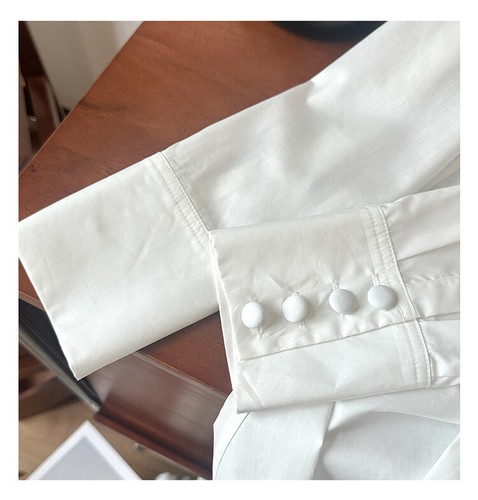 Womens Long Sleeve Shirts Top Ladies Pleated Slim Fit Cotton Blend Spring Casual - Bild 14 von 15