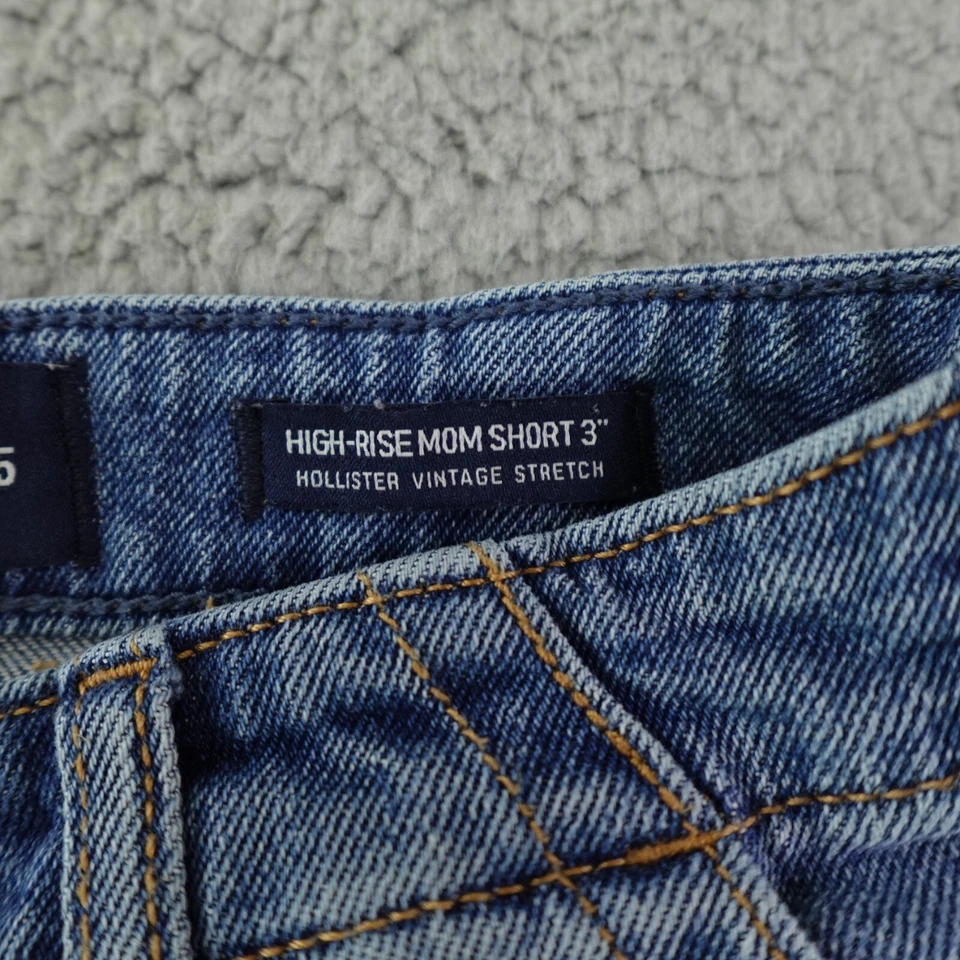 Hollister Jean Shorts Womens 1 25 Blue High Rise Mom Vintage Stretch Cuffed 3" - Image 4 of 4