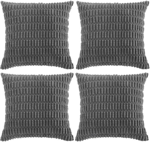 4 Pack Dark Grey Decorative Throw Pillow Covers 18X18 Inch for Living Room Couch - Picture 12 of 12