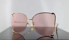 Gucci GG0252S 004 Gold / Pink Lens Ultra Oversized Women Sunglasses 100% UV