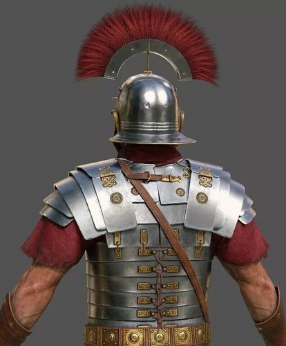 Medieval Roman Lorica Segmentata Legionary Jacket W/Roman Helmet LARP Silver - Imagen 2 de 9