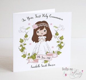 First Holy Communion Card for Girl Personalised handmade sister granddaughter daughter