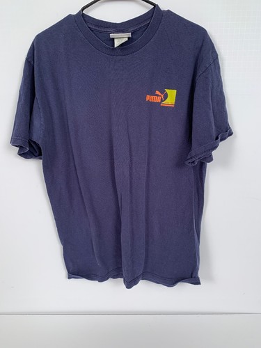 PUMA NAVY BLUE RED MEDIUM BLOCK TEE SOFT TSHIRT MENS Vintage 90s
