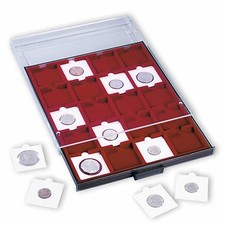 2X2 Coin Holder Display Box MB20M Tray Storage Case Burgandy Collector Gift NEW