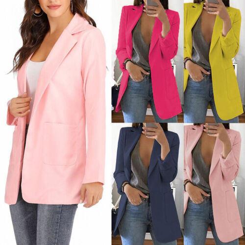 Womens Long Sleeve Casual Coat Jacket Ladies Office Work Suit Blazer Plus Size @ - Picture 3 of 15