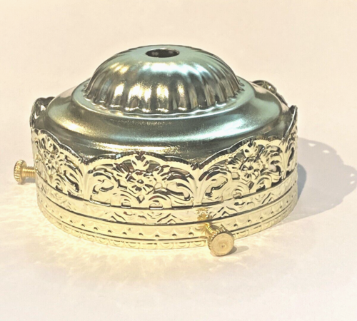 NUEVO-ANTIGUO STOCK 3-1/4" ACERO DORADO PULIDO FILIGRANA MONTADOR SOPORTE DE SOMBRA CON 3 TORNILLOS - Imagen 8 de 8