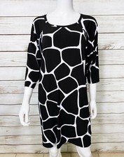 Michael Kors Womens Dress Size S Black & White Animal Print Stretch 3/4 Sleeve