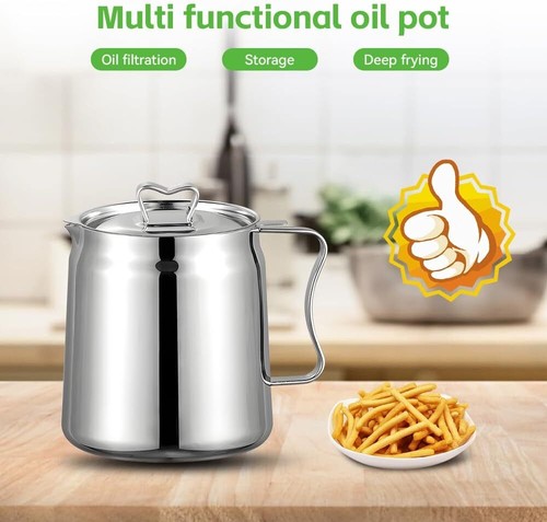 New Stainless Steel Deep Fryer Pot Oil Tank Kettle with Filter for Oils Storage - Picture 5 of 12
