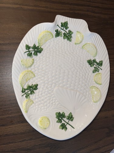 Bassano Italy Hand Painted Lemon & Cilantro Plate 9" x 7.5" #2277/23X20 Vintage - Bild 2 von 6
